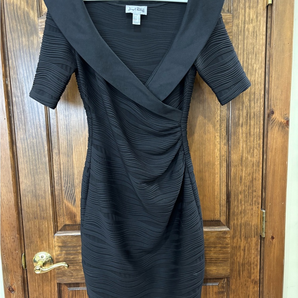 Joseph Ribkoff Black Draped Midi Dress